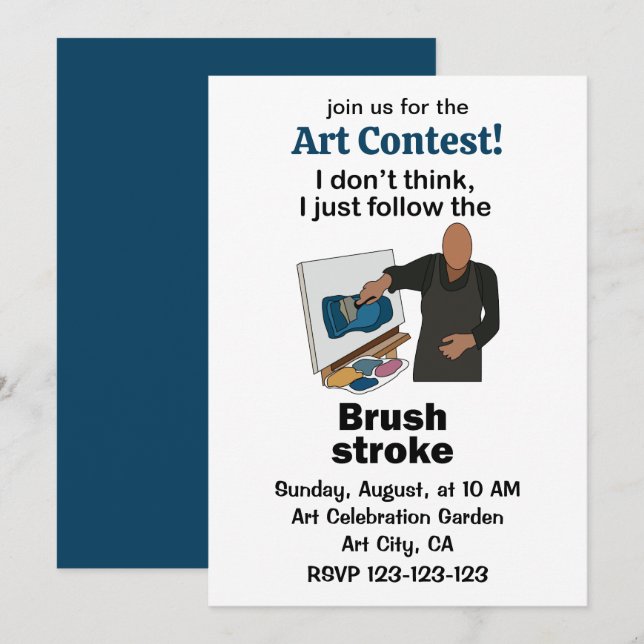 Invitation Concours d'art Brush Stroke Suivez simplement le c (Devant / Derrière)