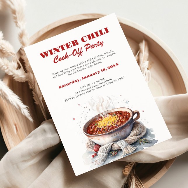 Invitation Concours de Chili à l'aquarelle Cosy en Hiver Part (Créateur téléchargé)