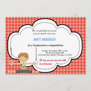 Invitation Concours de garçons gymnastique (rouge)