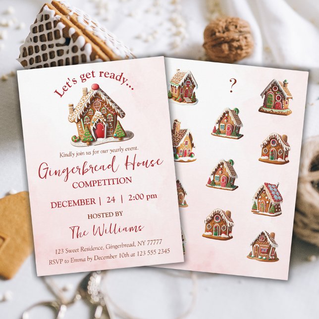 Invitation Concours de maison en pain d'épices, préparons-nou (Are you hosting a Gingerbread House Competition this year? Don't wait; grab this invitation now!)