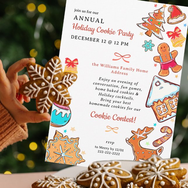 Invitation Concours de pâtisserie pour échange de biscuits de (Christmas Gingerbread Cookie Swap Baking Contest Cookie Exchange Invitation)