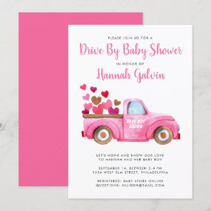Invitation Conduire par Baby shower Chargement de Coeurs et d