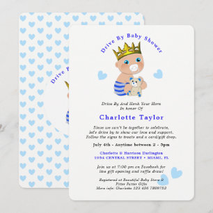Invitation Conduire par Baby shower mignon Prince Blue Baby B