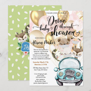 Invitation Conduire par Baby shower pour le garçon   Amis Saf