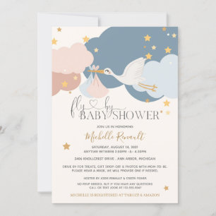 Invitation Conduire par "Voler par" Stork Boy Girl Twins Baby
