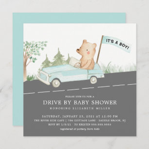 Invitation Conduite Cute Par Bear Boys Baby shower