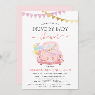 Invitation Conduite Par Baby shower Blush Pink Gold Foil