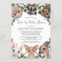 Conduite par baby shower boisé animaux verdure