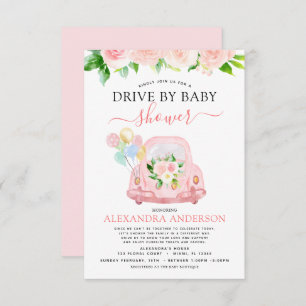 Invitation Conduite Par Baby shower Floral Blush Pink