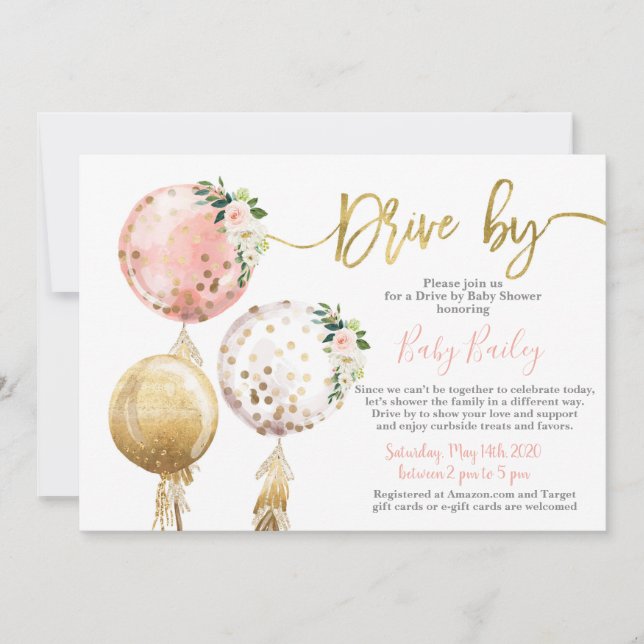 Invitation Conduite par Baby shower girl (Devant)