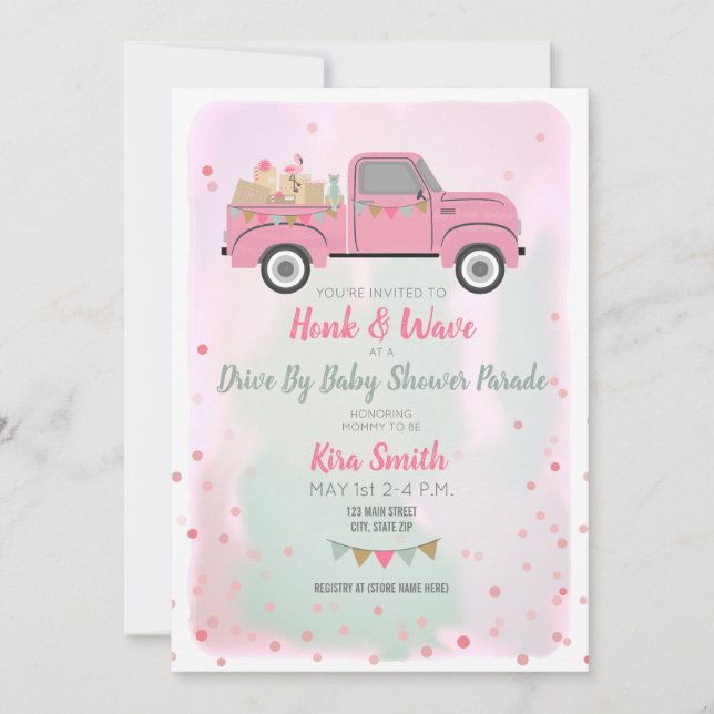 Invitation Conduite Par Baby shower Parade Social Distancing  (Devant)
