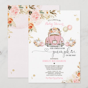 Invitation Conduite par Baby shower Pink Gold Floral Citrouil