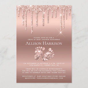 Invitation Conduite par Baby shower Rose Gold Parties scintil
