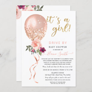 Invitation Conduite par Floral Balloon Baby shower Parties sc