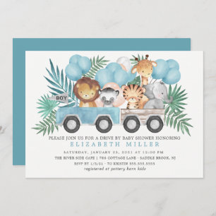 Invitation Conduite Par Jungle Animaux Baby shower Garçons