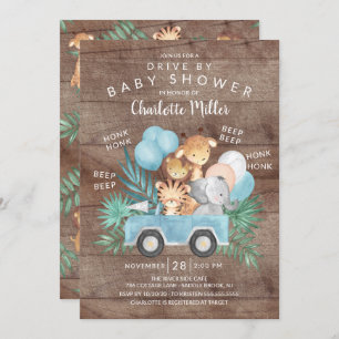 Invitation Conduite Rustique Par Jungle Animaux Baby shower G
