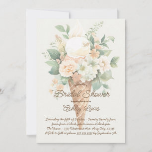 Invitation Cône de glace à la fleur boho, glace à la verdure