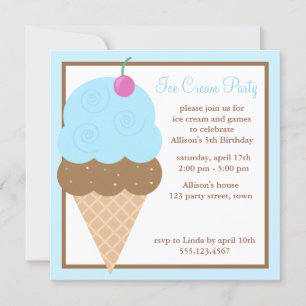 Invitation Cone de glace bleue