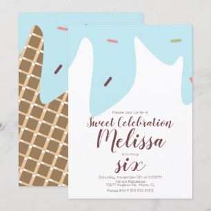 Invitation Cône de glace dégoulinant de paillettes de confett