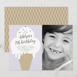 Invitation Cône de glace enfants photo anniversaire