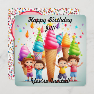 Invitation Cône de Glace Personnalisée