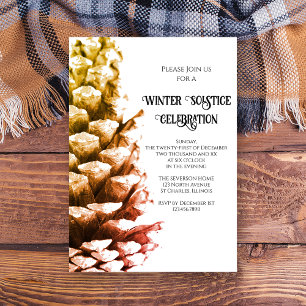 Invitation Cône de pin rustique sur le Solstice d'hiver des b