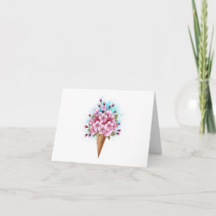 Invitation Cône rose Sakura crème glacée gaufre