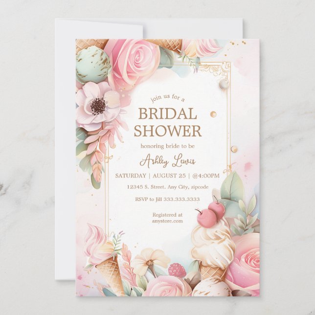 Invitation Cônes de glace de crème glacée floraux (Devant)