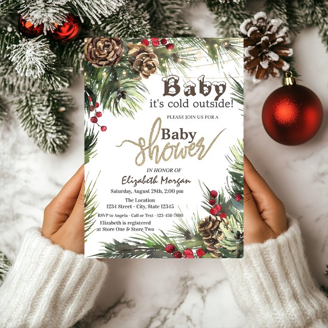 Invitation Cônes de Pin, Branches d'Arbre Baby Shower (Créateur téléchargé)