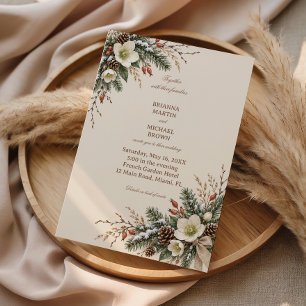 Invitation Cônes de pin, cynorhodons et floraisons forestière