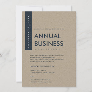 INVITATION CONFÉRENCE ÉVÉNEMENTIELLE NAVY BLANC KRAFT MINIMAL