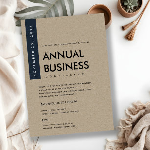 INVITATION CONFÉRENCE ÉVÉNEMENTIELLE NAVY BLANC KRAFT MODERNE