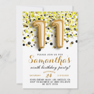 Invitation Confetti 11e anniversaire