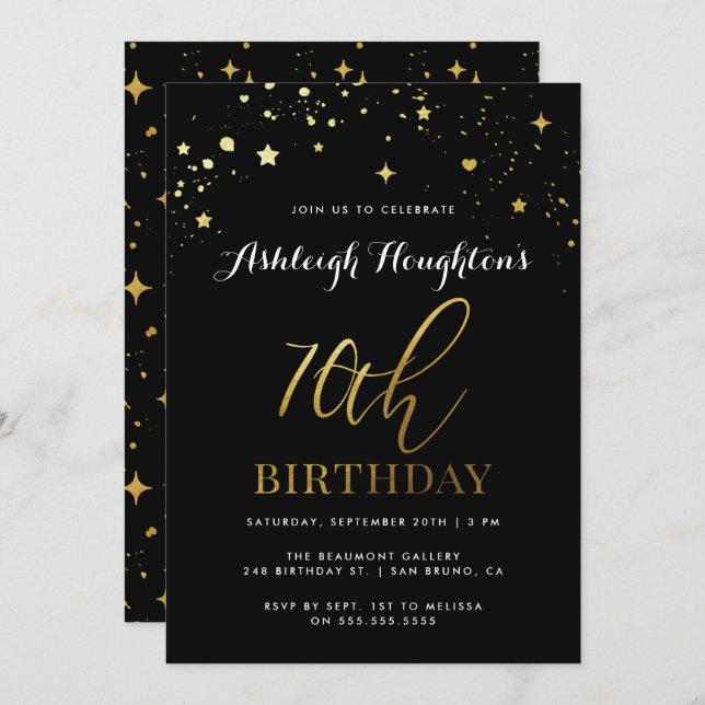 Invitation Confetti, 70e anniversaire de l'étoile noire et d' (Devant / Derrière)