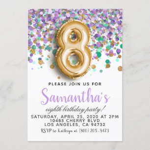 Invitation Confetti 8e anniversaire