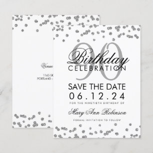 Invitation Confetti, 90e anniversaire de l'argent