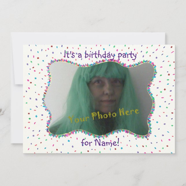 Invitation Confetti Anniversaire Invitations, Ajouter Photo (Devant)