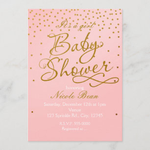 Invitation Confetti BABY SHOWER Blush Pink & Gold