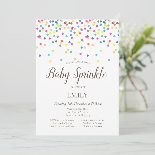 Invitation Confetti Baby Sprinkle - Baby shower (Debout devant)