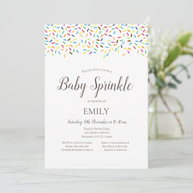 Invitation Confetti Baby Sprinkle - Baby shower (Debout devant)