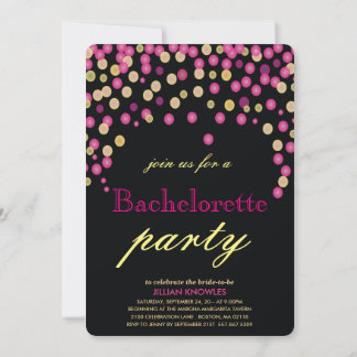 Invitation Confetti Bachelorette Faux Parties scintillant Ros