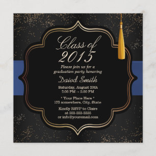 Invitation Confetti Blue Ribbon Dark Party