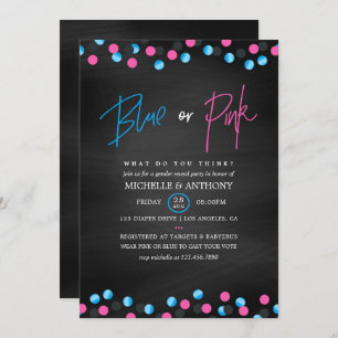 Invitation Confetti Chalkboard Blue or rose Genre Reveilla