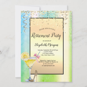 Invitation Confetti Cocktail Lemon Or Vert Retraite