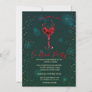 Invitation Confetti Cocktail Verre Étoiles Fête de Noël