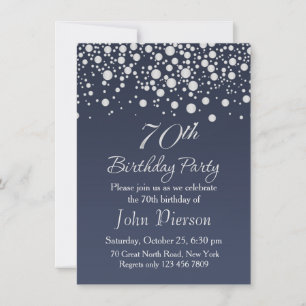 Invitation Confetti d'argent 70e anniversaire de fête Invitat
