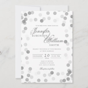 Invitation Confetti d'argent de mariage simple et élégant