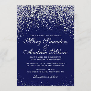 Invitation Confetti d'argent moderne sur l'Invitation Royal B