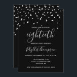 Invitation Confetti d'argent sur Black 80th Birthday Party<br><div class="desc">Ce design moderne présente des confettis triangulaires en faux argent sur un arrière - plan noir. Le mot "80e" apparaît dans une police d'écriture élégante gris clair. Personnalisez l'invitation avec le nom de l'honoré en gris clair de police d'écriture, ainsi que la date, le lieu, et d'autres détails en gris...</div>