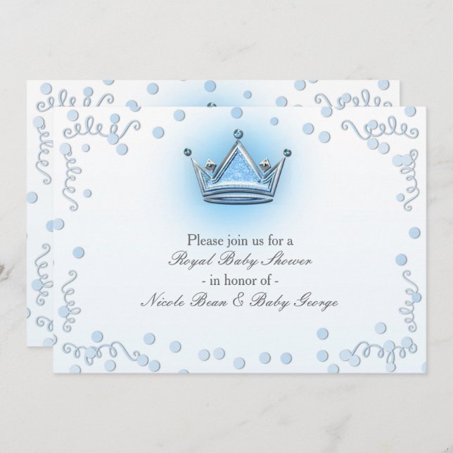 Invitation Confetti de la Couronne Blue & Silver (Devant / Derrière)